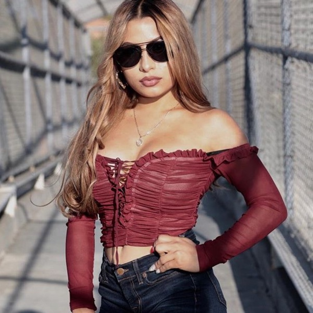 Sheer burgundy top